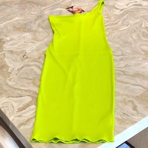 Naked Wardrobe Chartreuse Knit Dress